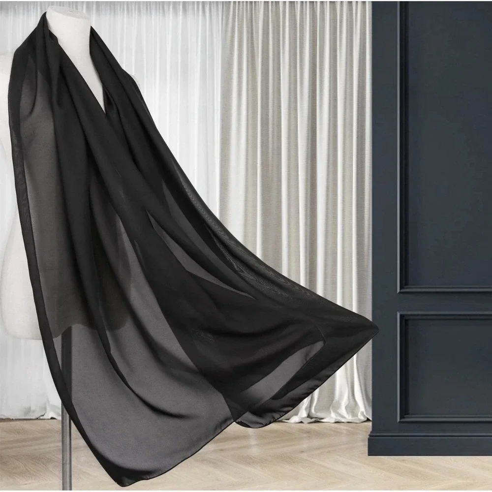 Ladiery Black Shawl Wraps for Women Evening Dresses, Chiffon Elegant Soft She...